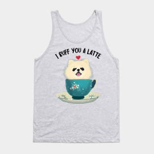 I Love Cutest Teacup Pomeranian Dog A Lot Cream White Pomeranian Puppy Tank Top